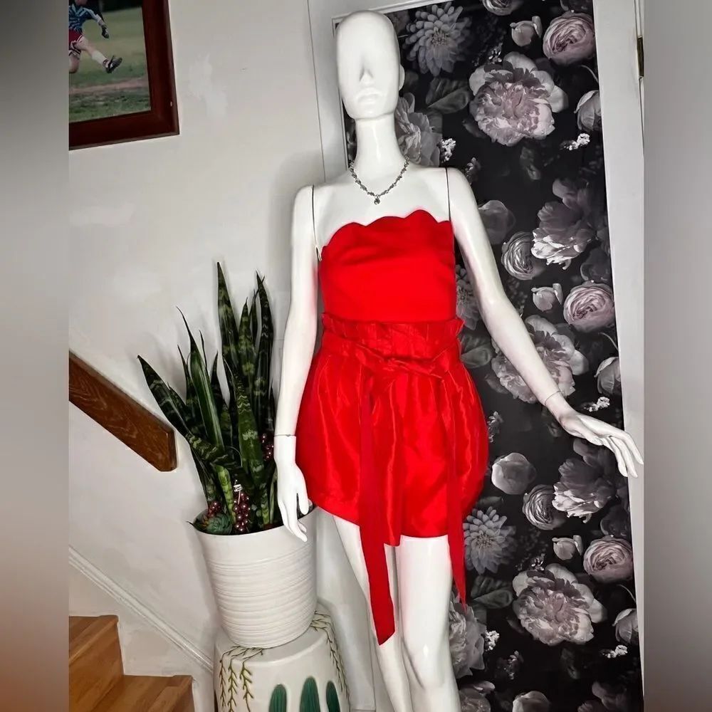 New Free People Filmore Romper In Fiery Red - Picture 3 of 6
